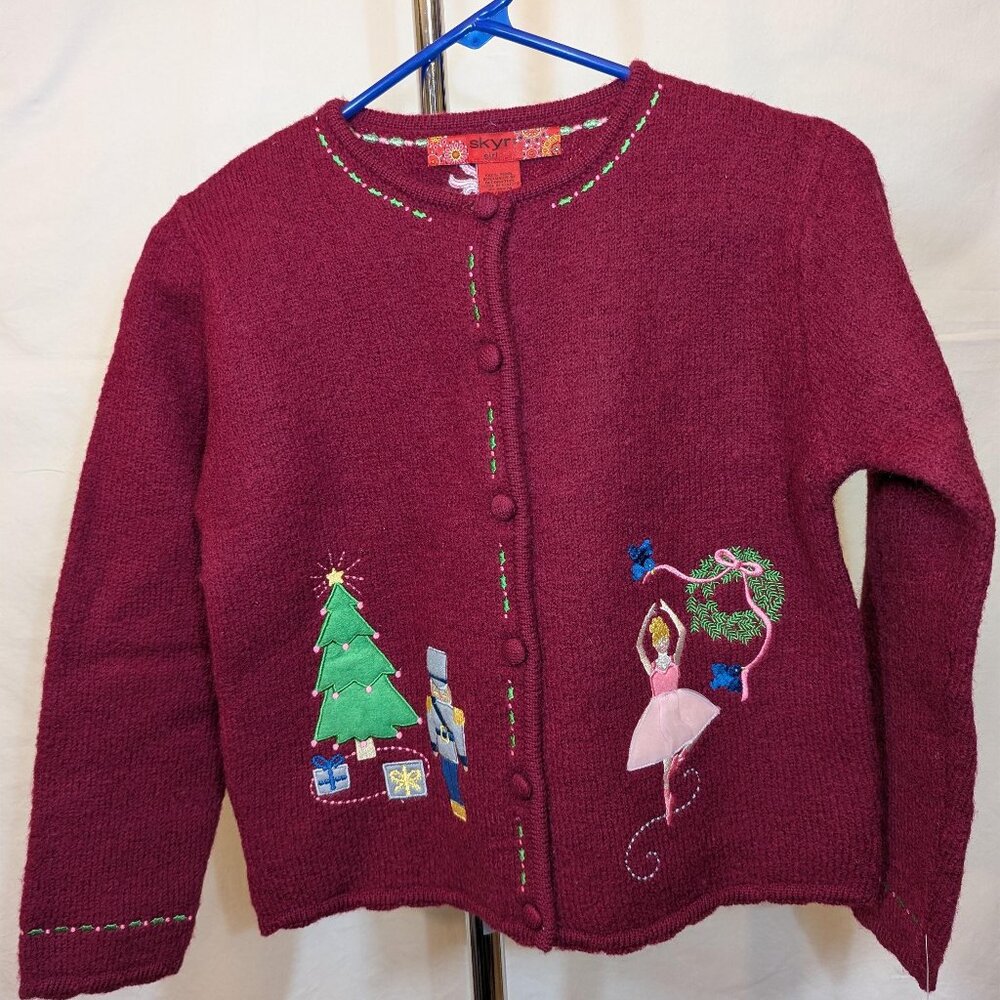 Skyr Girl Fuchsia Embroidered Cardigan - Christmas size 10-12